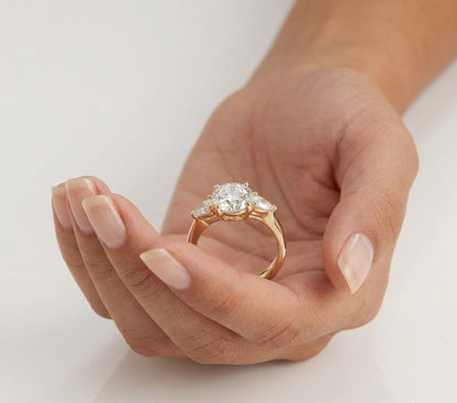 2 CT Round Three Stone Lab Grown Diamond Engagement Ring