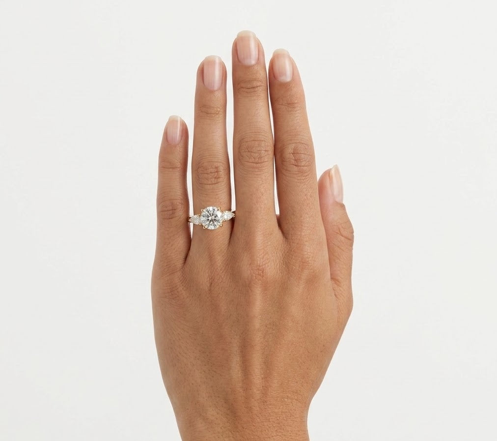 2 CT Round Three Stone Lab Grown Diamond Engagement Ring