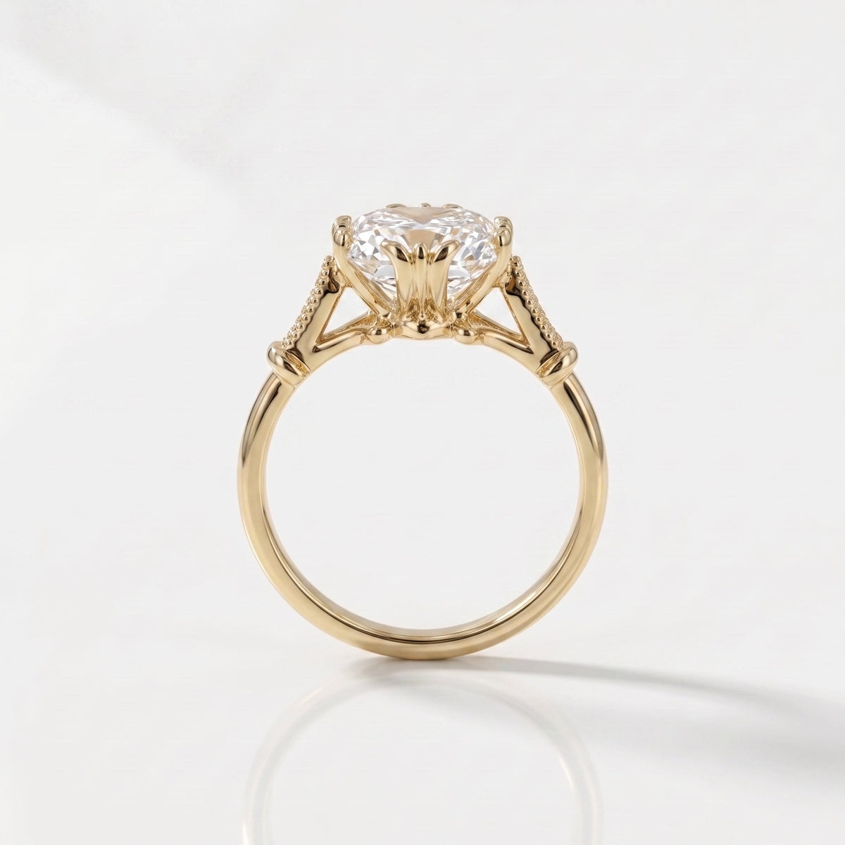 2 CT Cushion Dainty Pave Lab Grown Diamond Engagement Ring