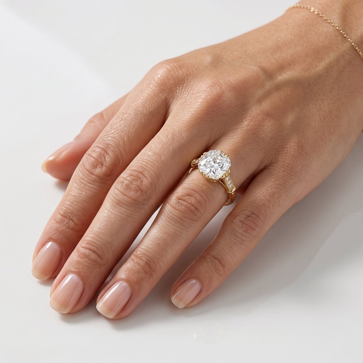 2 CT Marquise Pave Lab Grown Engagement Ring