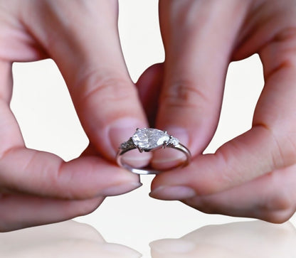 2 CT Pear Dainty Pave Lab Grown Diamond Engagement Ring