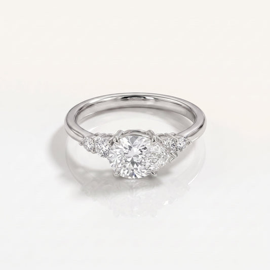 2 CT Pear Dainty Pave Lab Grown Diamond Engagement Ring