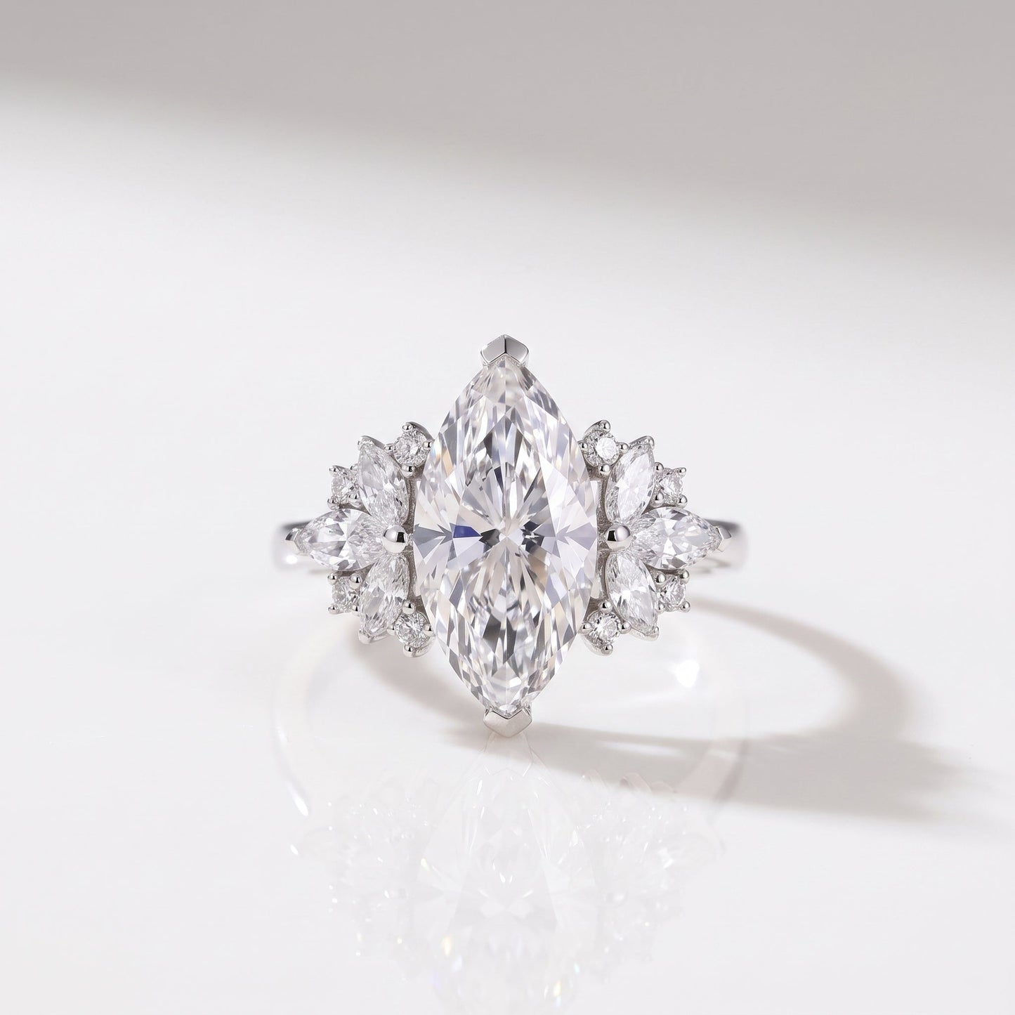 2 CT Marquise Pave Lab Grown Engagement Ring