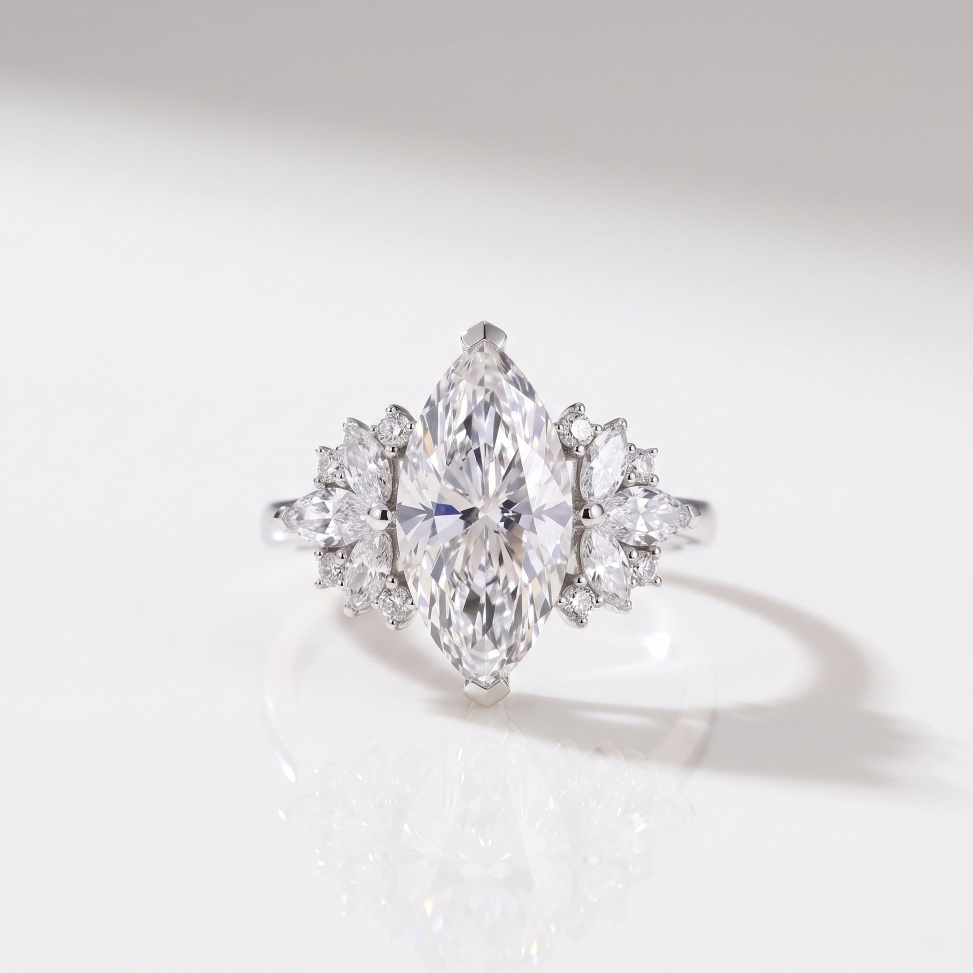 2 CT Marquise Pave Lab Grown Engagement Ring