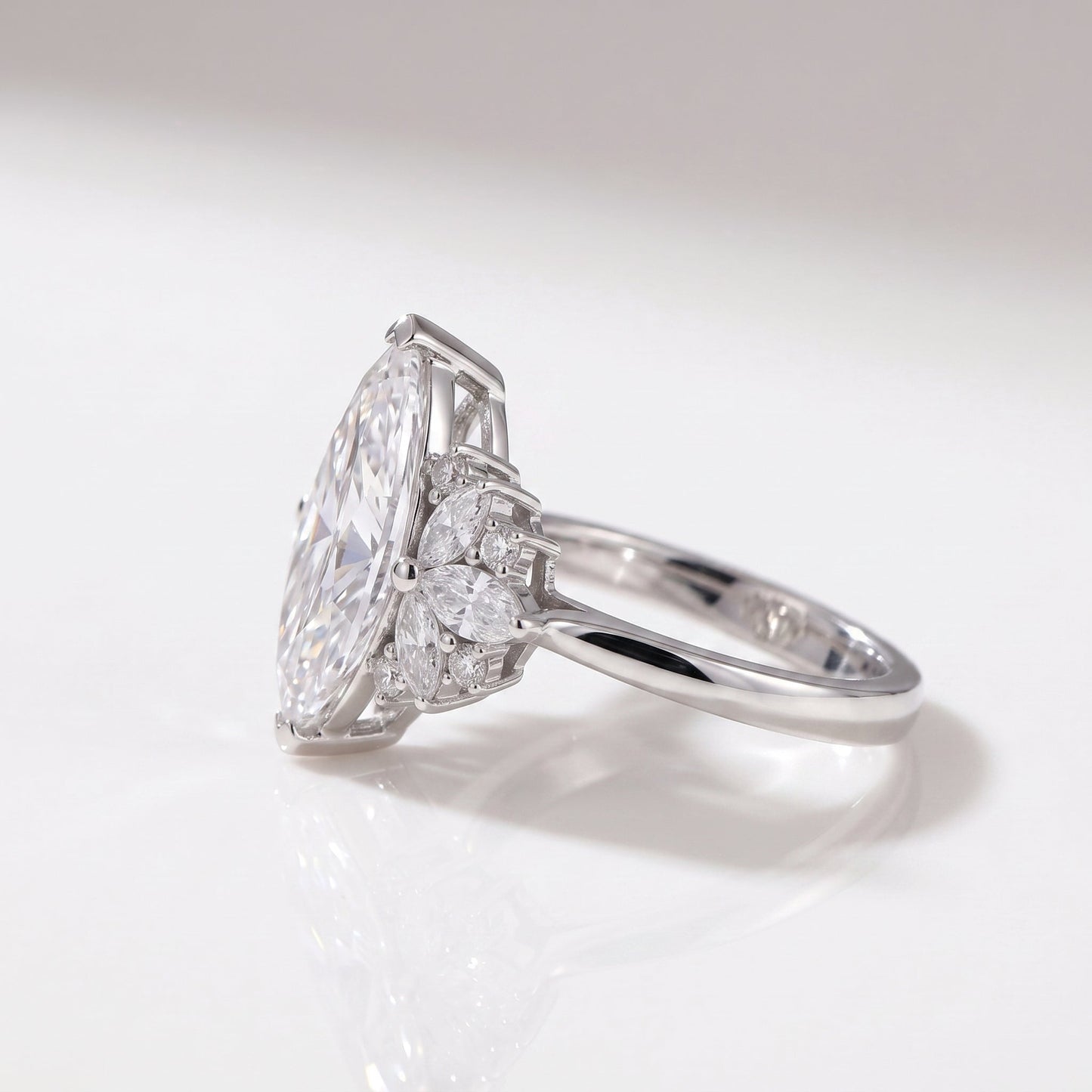 2 CT Marquise Pave Lab Grown Engagement Ring
