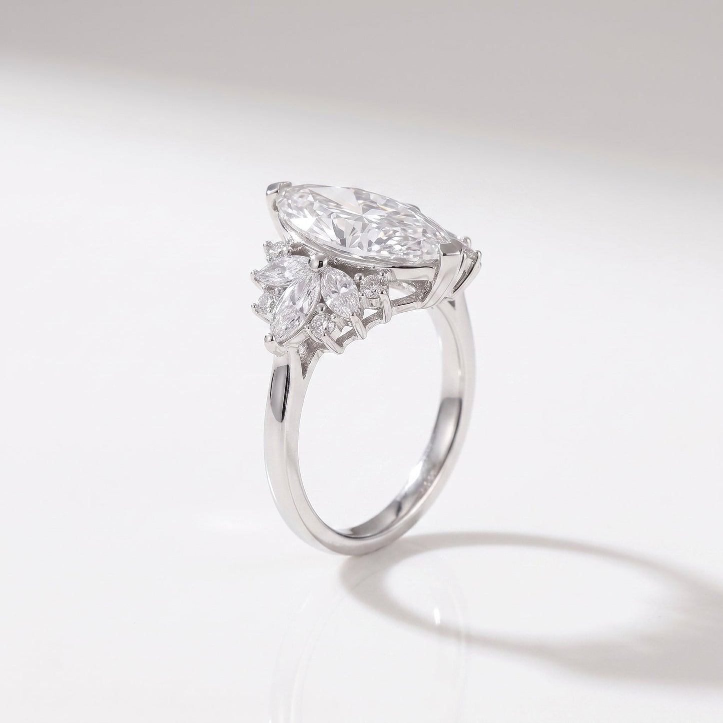 2 CT Marquise Pave Lab Grown Engagement Ring