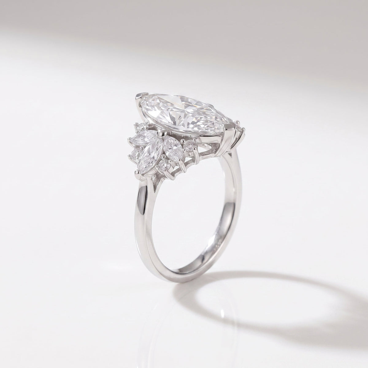 3 CT Marquise Cluster Lab Grown Diamond Engagement Ring