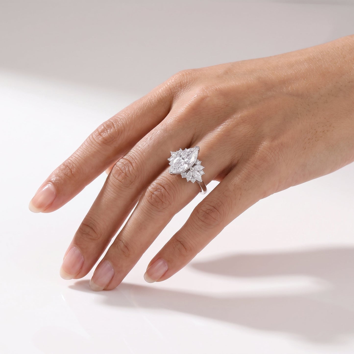 2 CT Marquise Pave Lab Grown Engagement Ring