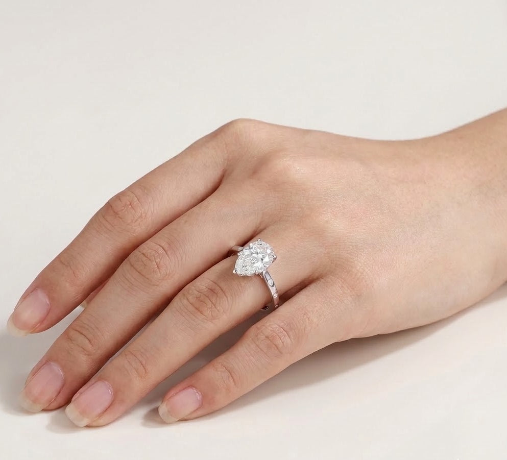 2 CT Pear Hidden Halo & Dainty Pave Lab Grown Diamond Engagement Ring