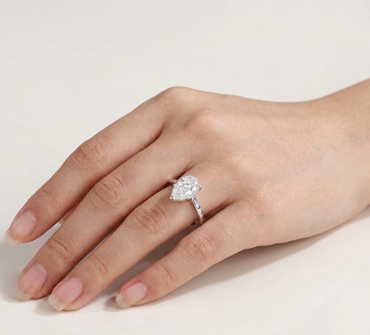2 CT Pear Hidden Halo & Dainty Pave Lab Grown Diamond Engagement Ring