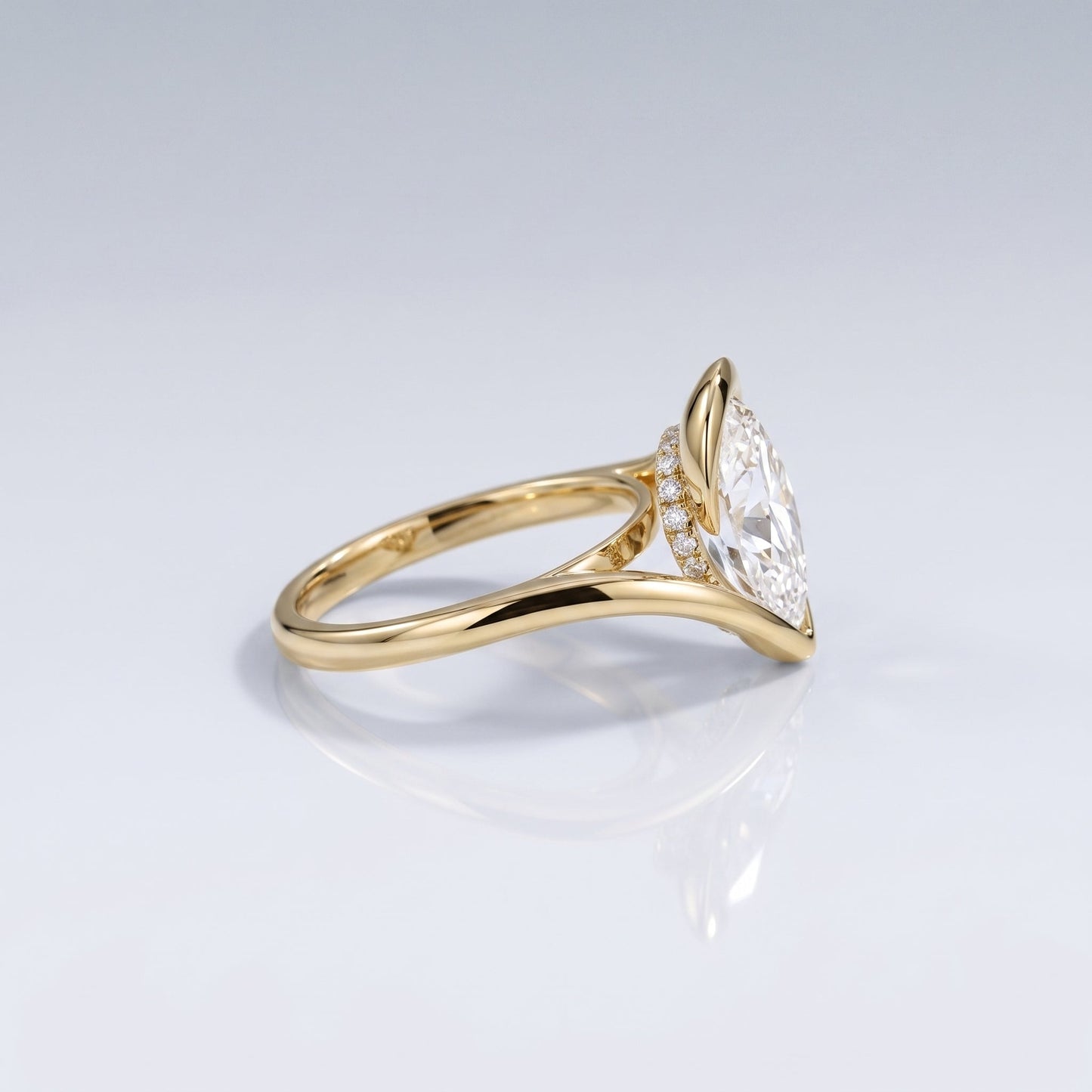2 CT Marquise Pave Lab Grown Engagement Ring