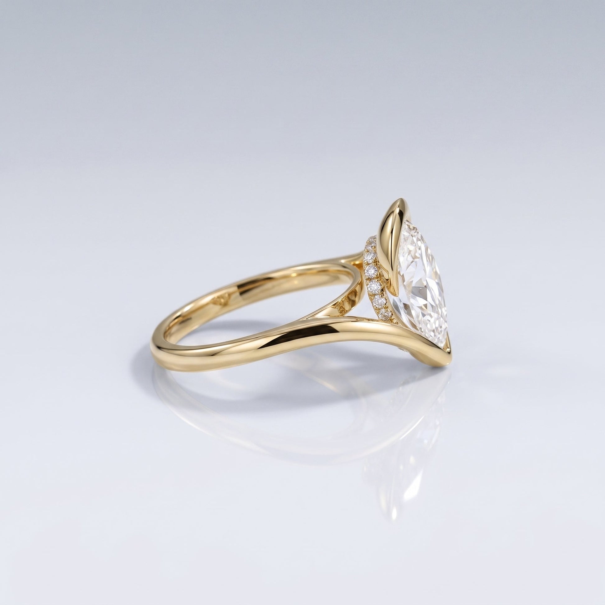 2 CT Marquise Pave Lab Grown Engagement Ring