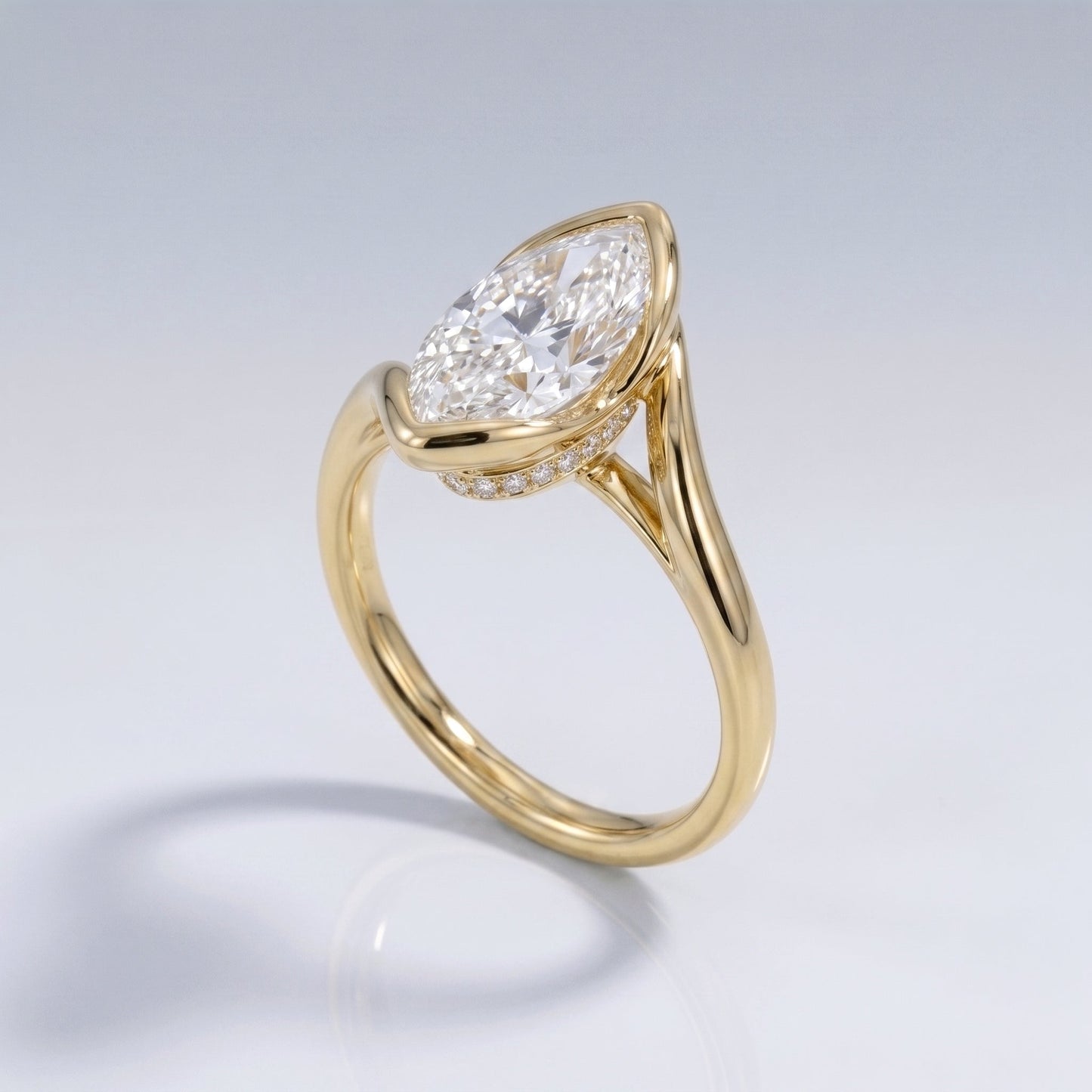 2 CT Marquise Pave Lab Grown Engagement Ring