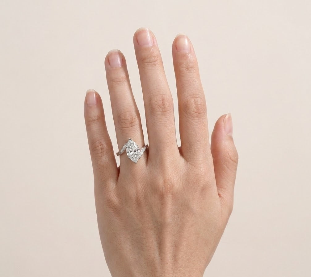 1.35 CT Marquise Solitaire Lab Grown Diamond Engagement Ring