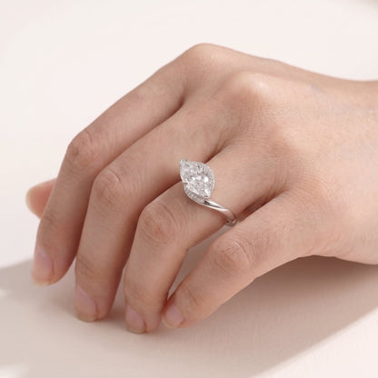2 CT Marquise Pave Lab Grown Engagement Ring