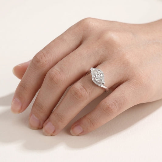 2 CT Marquise Pave Lab Grown Engagement Ring