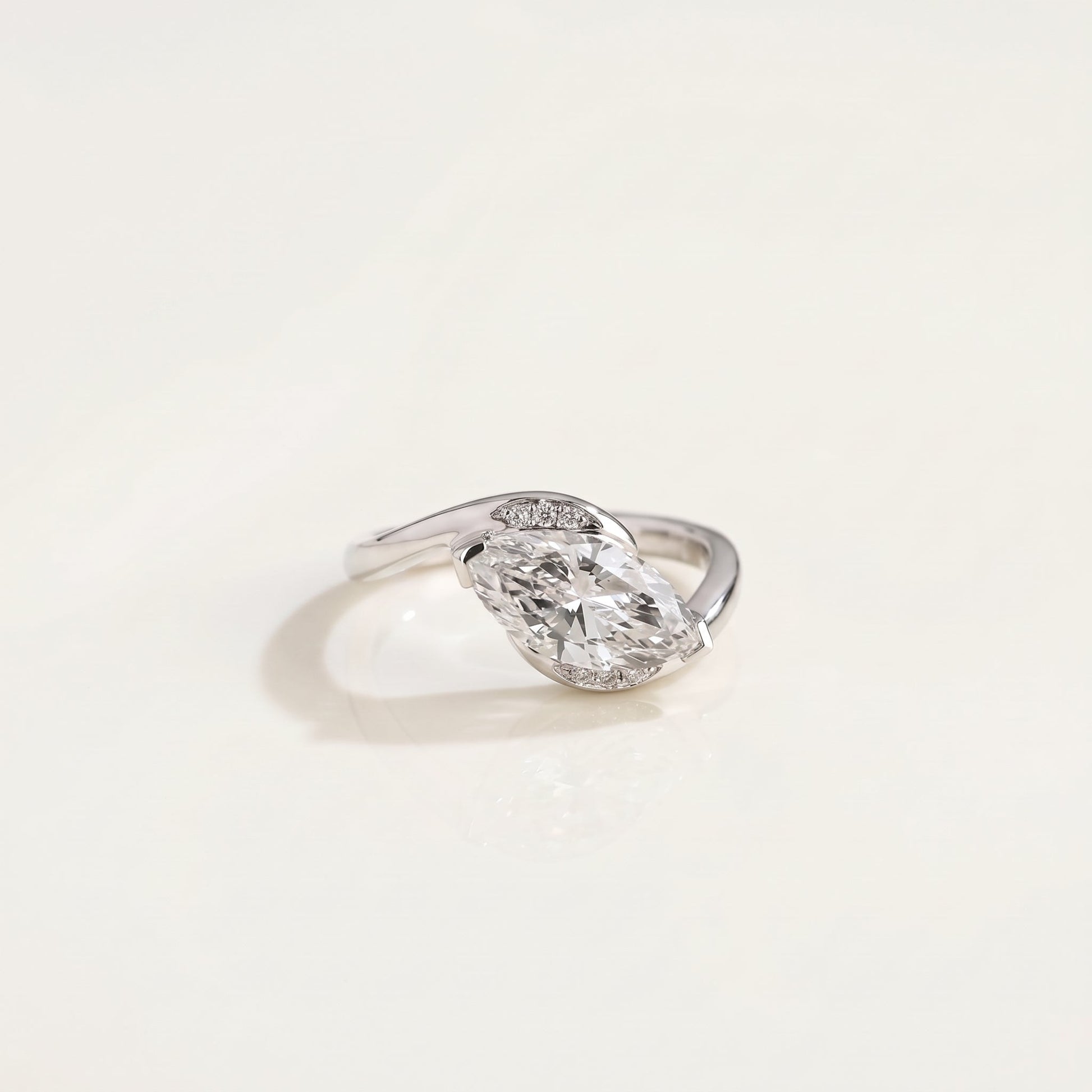 2 CT Marquise Pave Lab Grown Engagement Ring