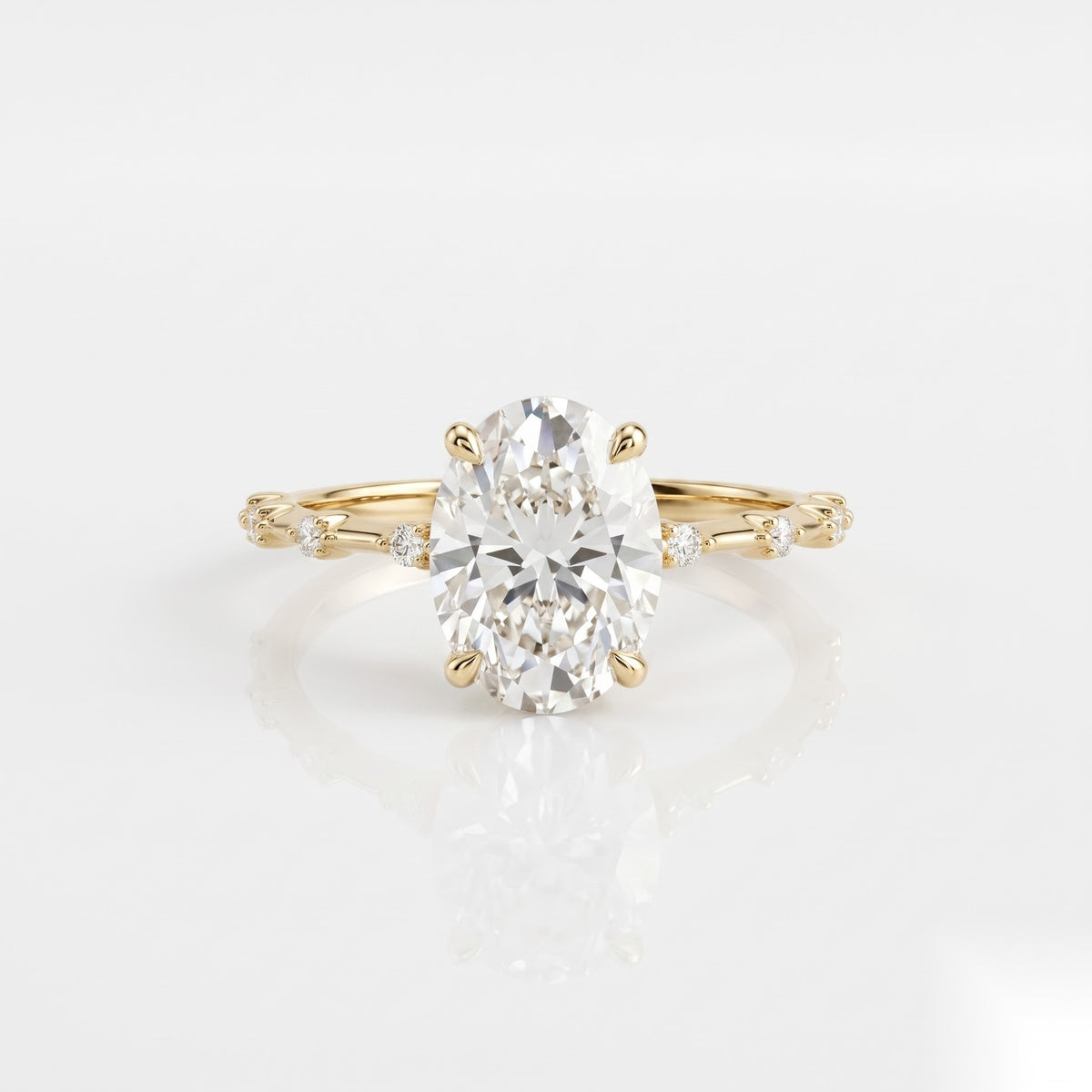 2 CT Oval Pave Moissanite Engagement Ring