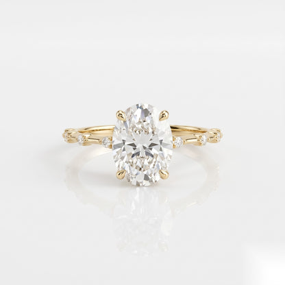 2 CT Oval Pave Moissanite Engagement Ring