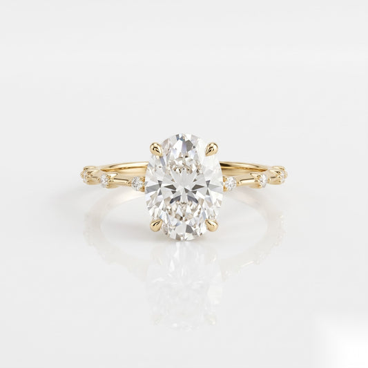 2 CT Oval Pave Moissanite Engagement Ring