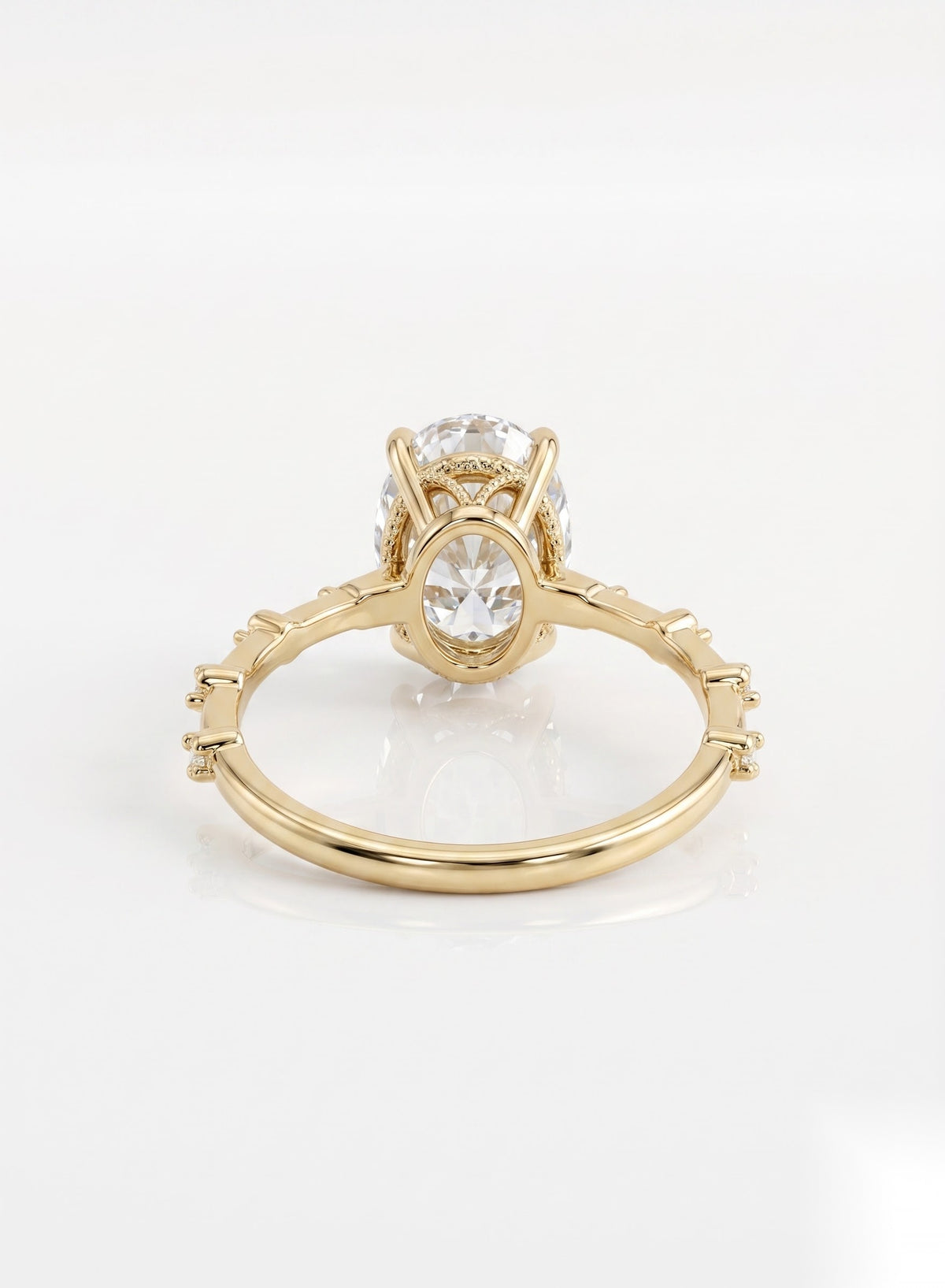 2 CT Oval Pave Moissanite Engagement Ring