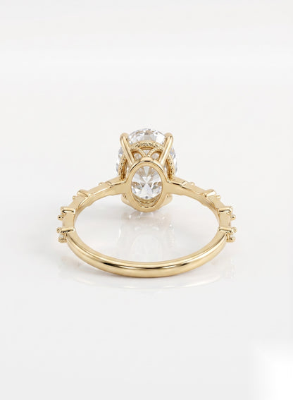 2 CT Oval Pave Moissanite Engagement Ring