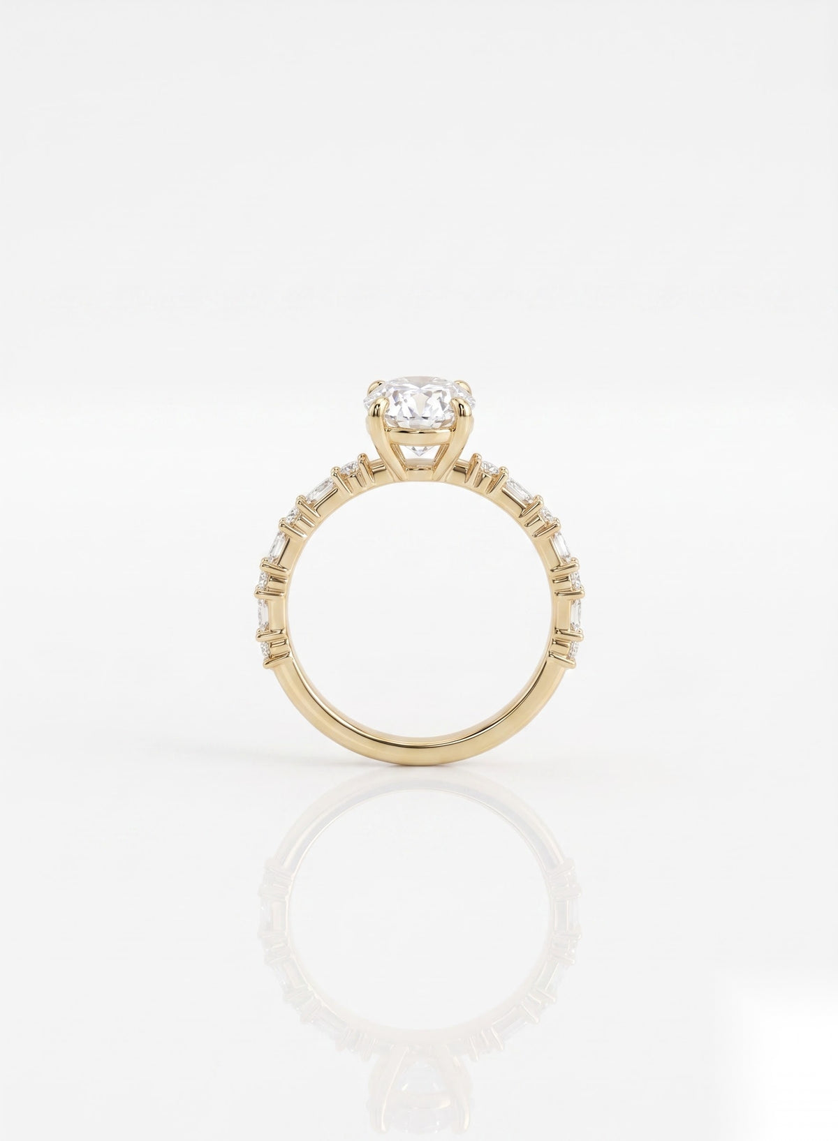 2 CT Oval Pave Moissanite Engagement Ring