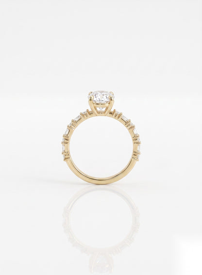 2 CT Oval Pave Moissanite Engagement Ring