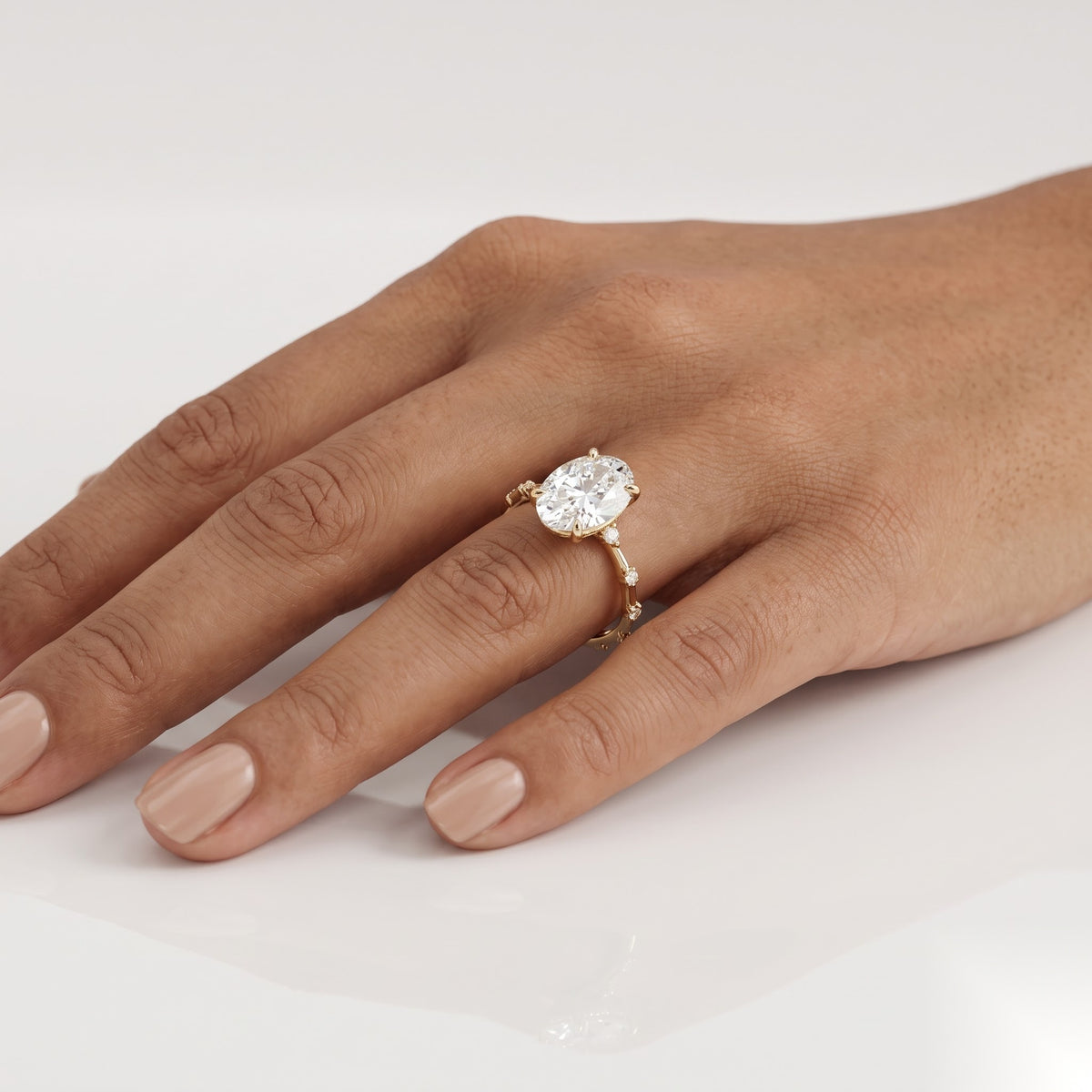2 CT Oval Pave Moissanite Engagement Ring