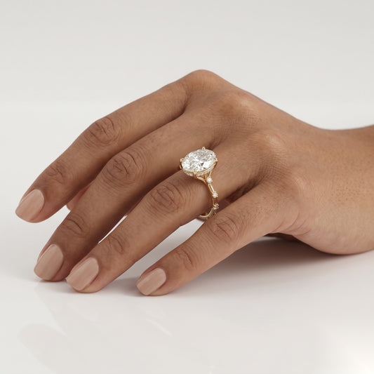 2 CT Oval Pave Moissanite Engagement Ring