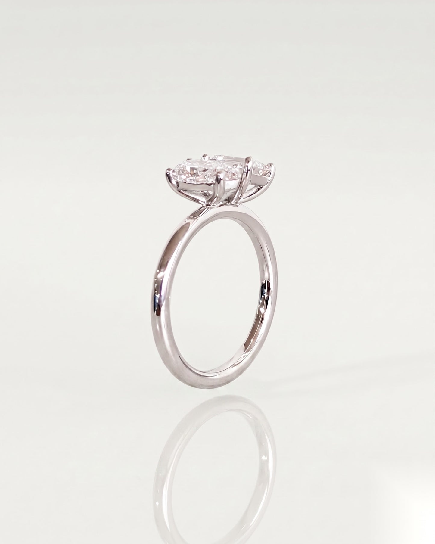 0.75 CT Emerald Toi Et Moi Moissanite Engagement Ring
