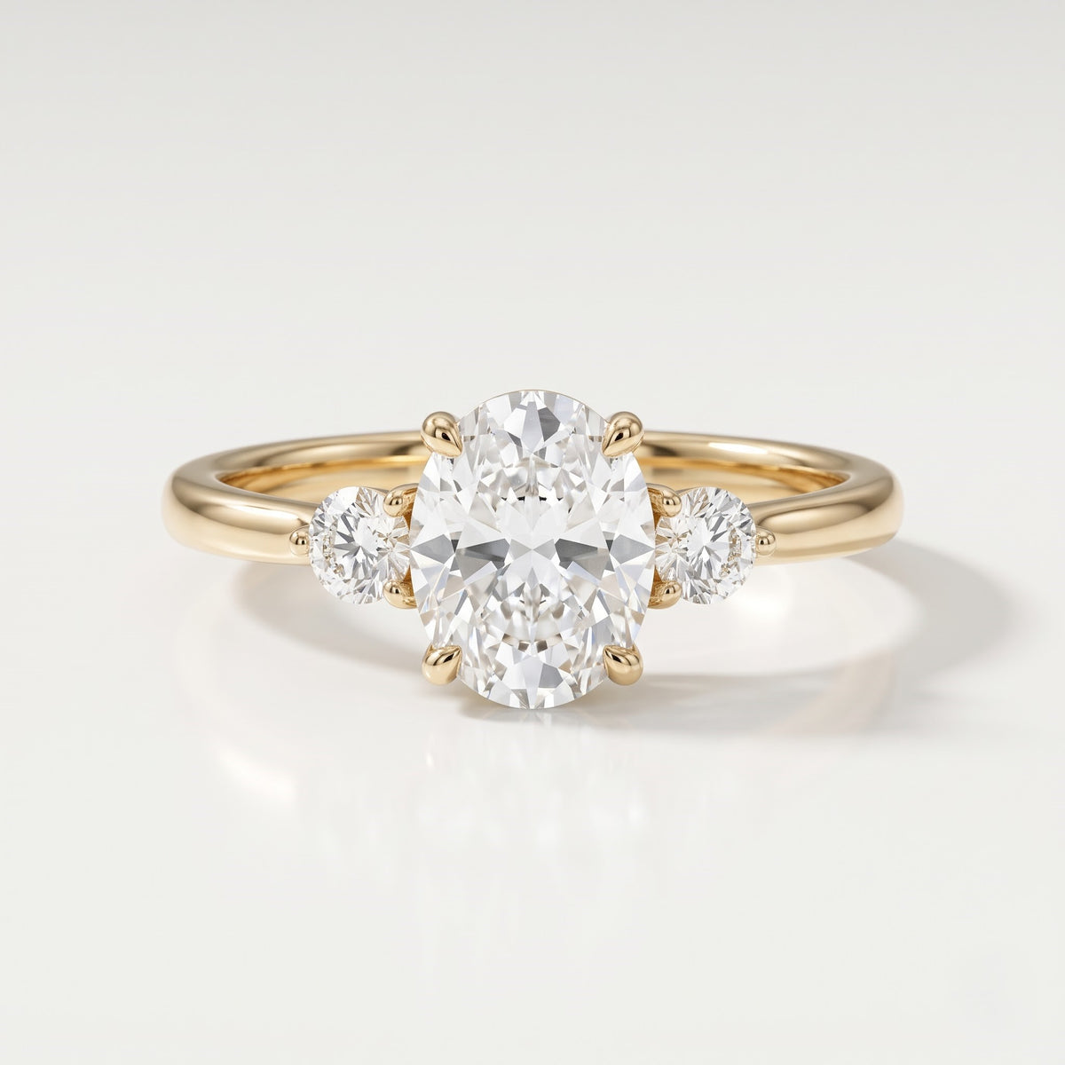2 CT Oval Three Stone Moissanite Engagement Ring