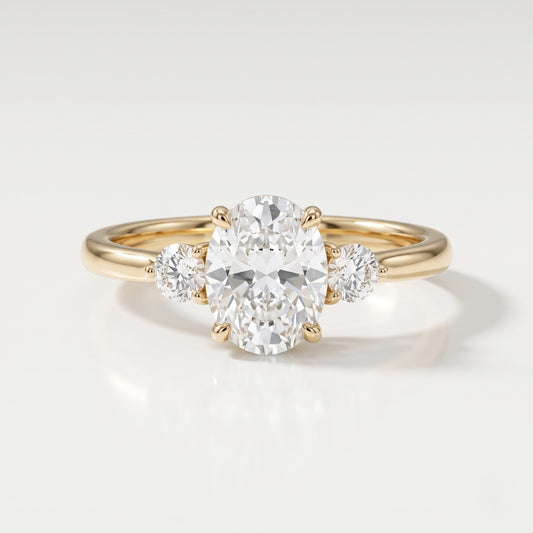 2 CT Oval Three Stone Moissanite Engagement Ring