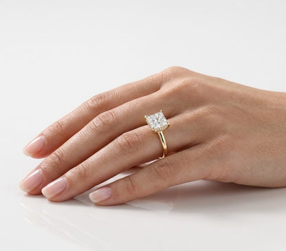 2 CT Princess Hidden Halo Lab Grown Diamond Engagement Ring