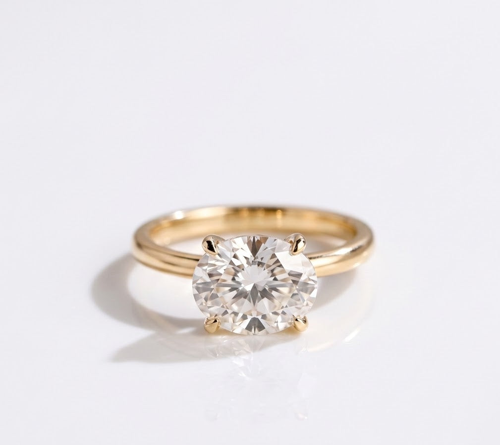 3 CT Oval East-West Solitaire Lab Grown Diamond Engagement Ring