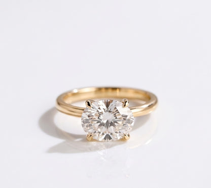3 CT Oval East-West Solitaire Lab Grown Diamond Engagement Ring