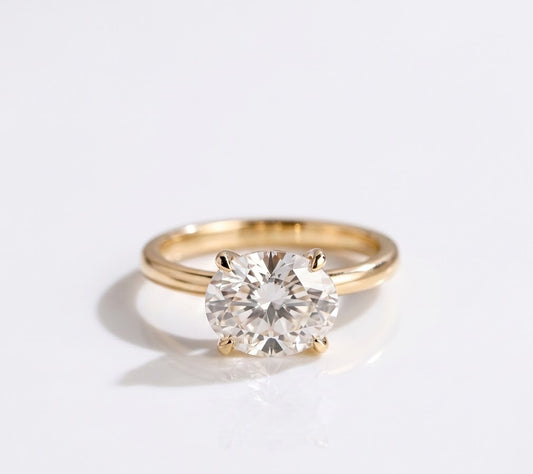 3 CT Oval East-West Solitaire Lab Grown Diamond Engagement Ring
