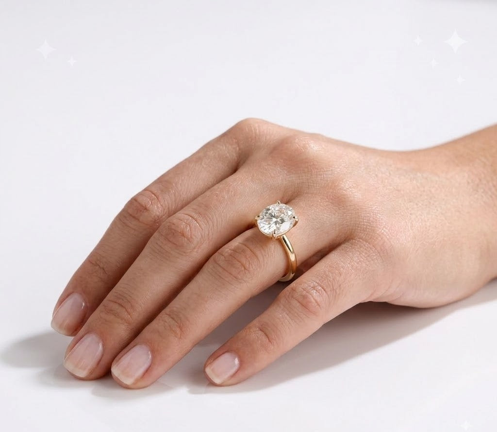 3 CT Oval East-West Solitaire Lab Grown Diamond Engagement Ring