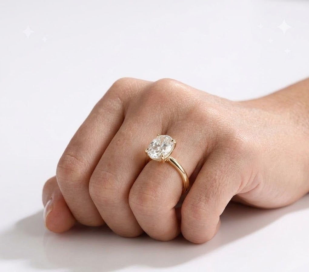 3 CT Oval East-West Solitaire Lab Grown Diamond Engagement Ring