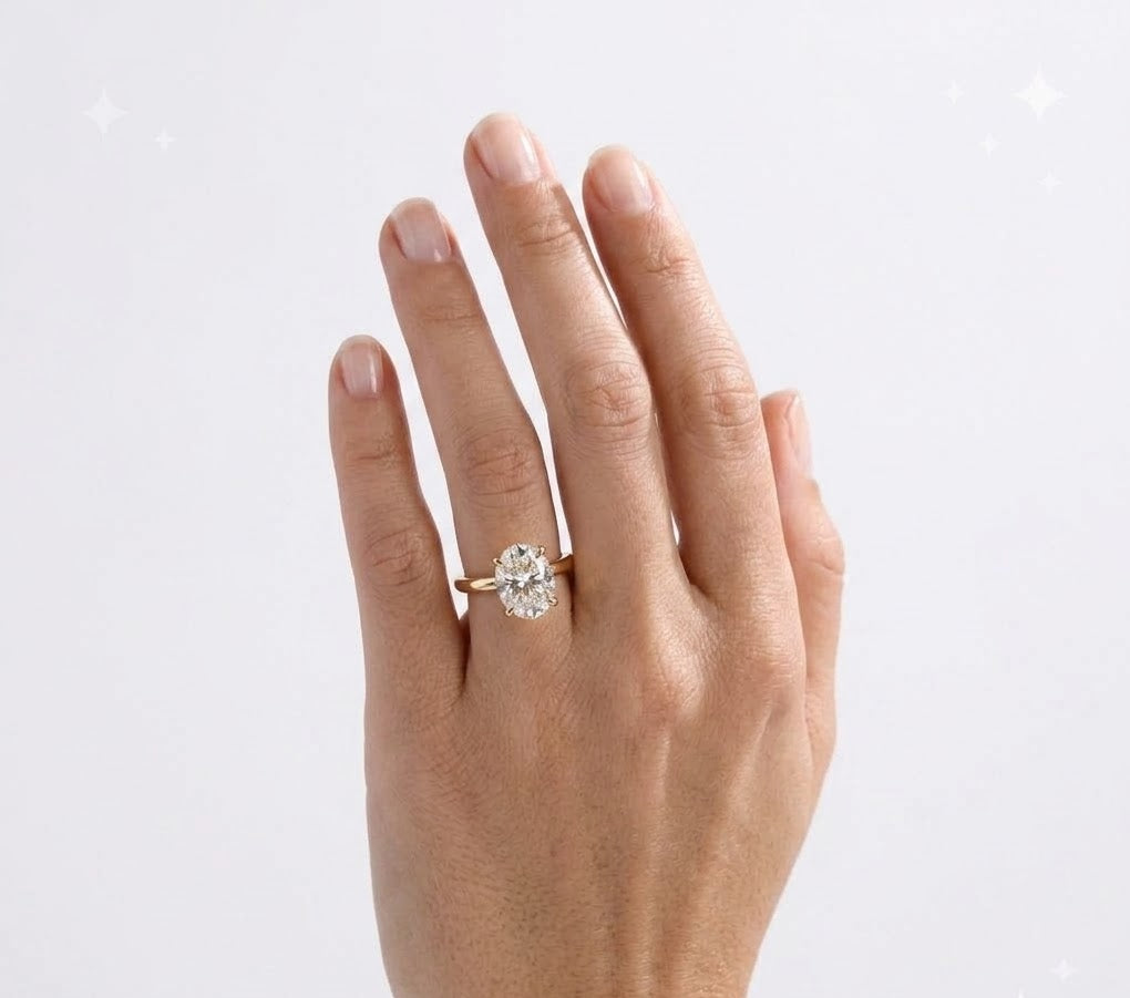 3 CT Oval East-West Solitaire Lab Grown Diamond Engagement Ring