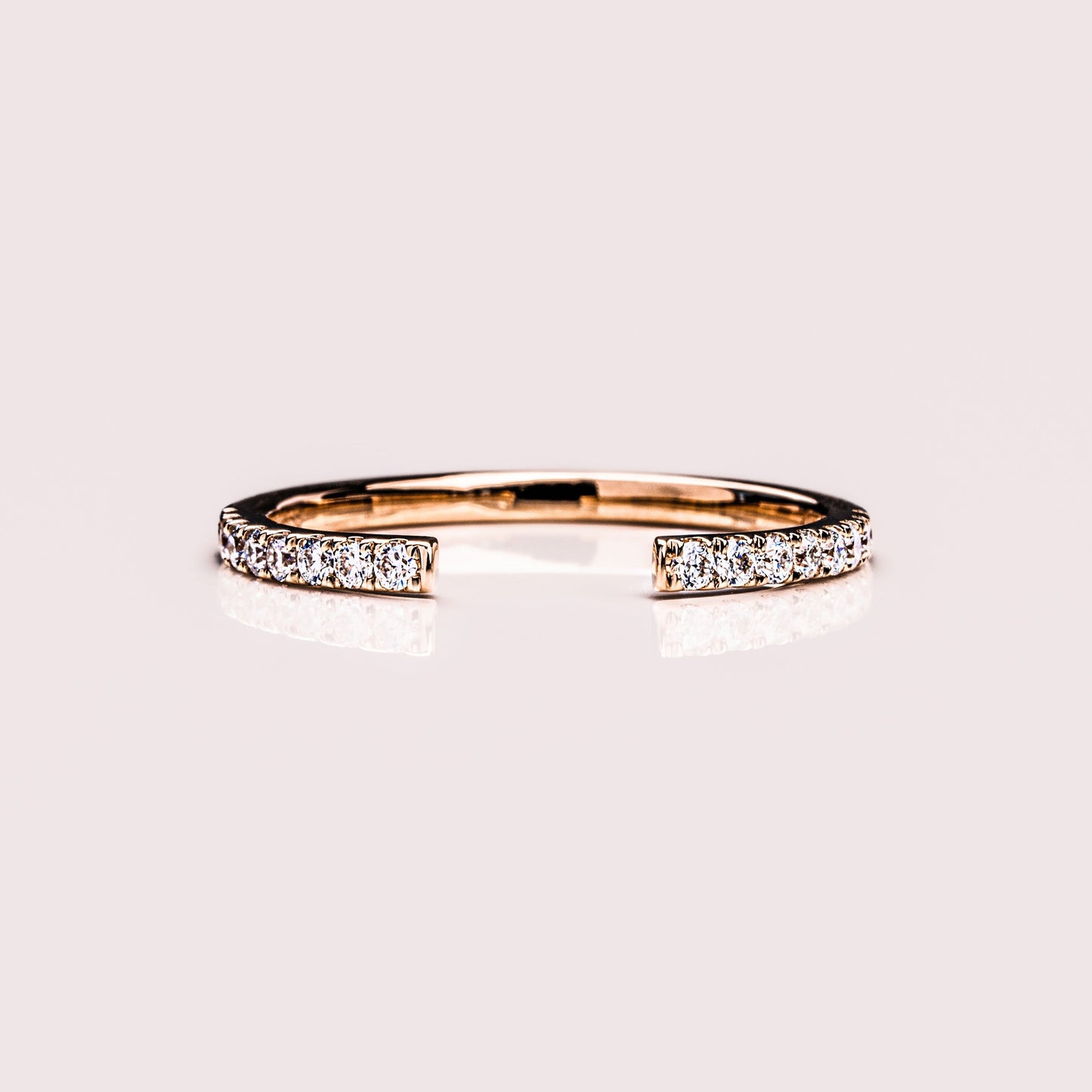 0.18 TCW Round Open Shank Moissanite Wedding Band