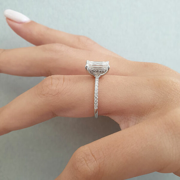1.6 CT Emerald Pave Moissanite Engagement Ring