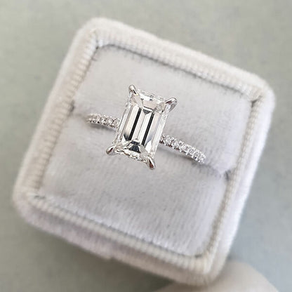 1.6 CT Emerald Pave Moissanite Engagement Ring