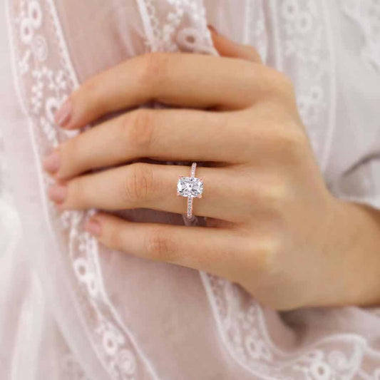 1.75 CT Oval Pave Moissanite Engagement Ring