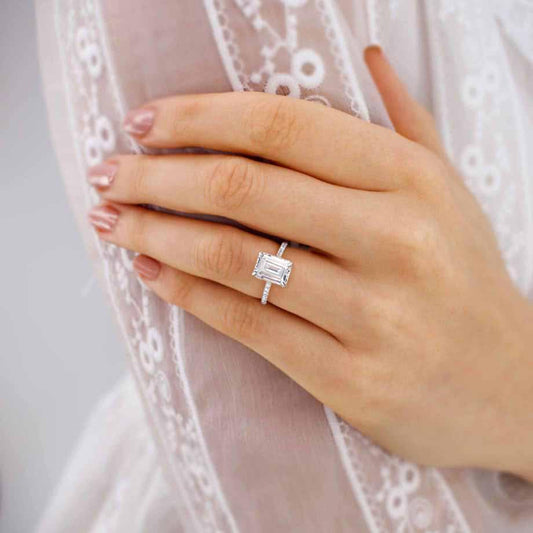 2.52 CT Emerald Pave Moissanite Engagement Ring