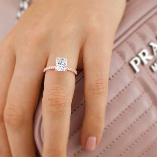 1.2 CT Radiant Pave Moissanite Engagement Ring