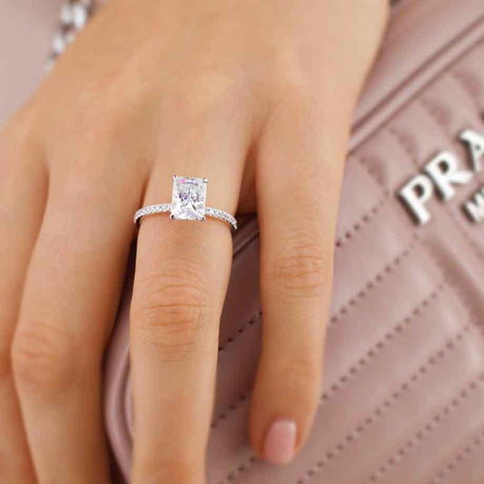 1.8 CT Radiant Pave Moissanite Engagement Ring