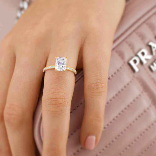 1.2 CT Radiant Pave Moissanite Engagement Ring