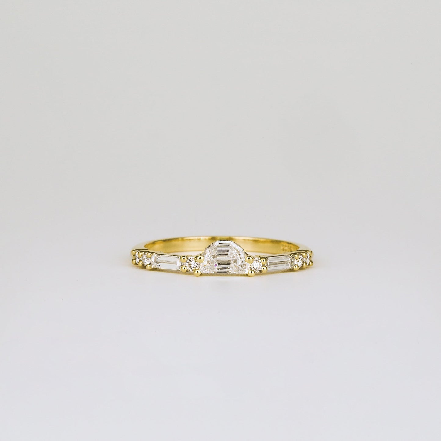 0.25 TCW Half-Moon, Round & Baguette Cluster Moissanite Wedding Band