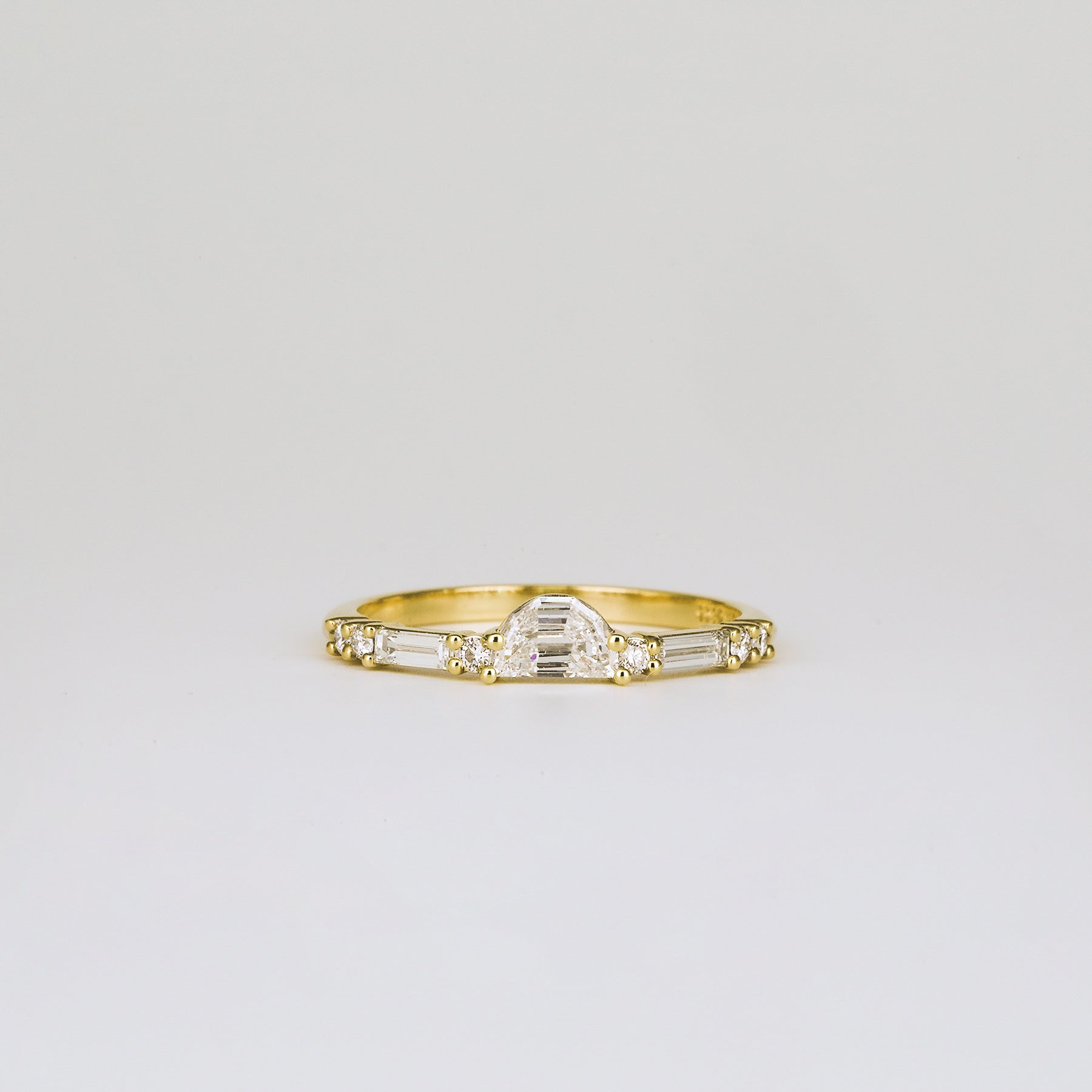 0.25 TCW Half-Moon, Round & Baguette Cluster Moissanite Wedding Band